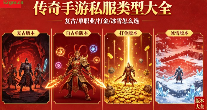 传奇手游私服类型大全_复古 / 单职业 / 打金 / 冰雪怎么选